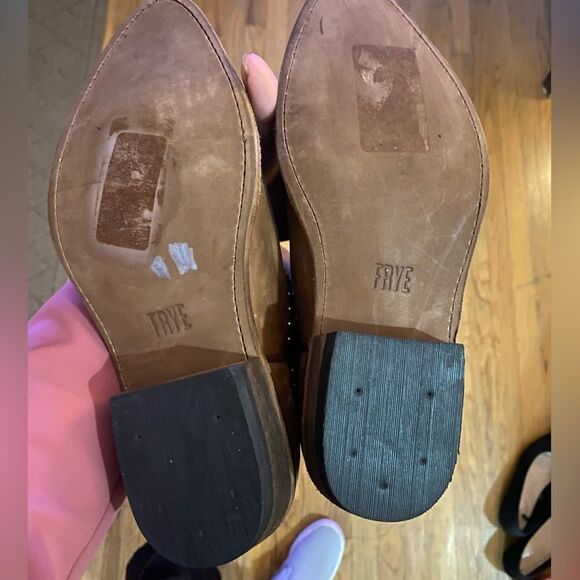 Frye Billy Stone Short Studded Cognac Boots - Picture 8 of 9